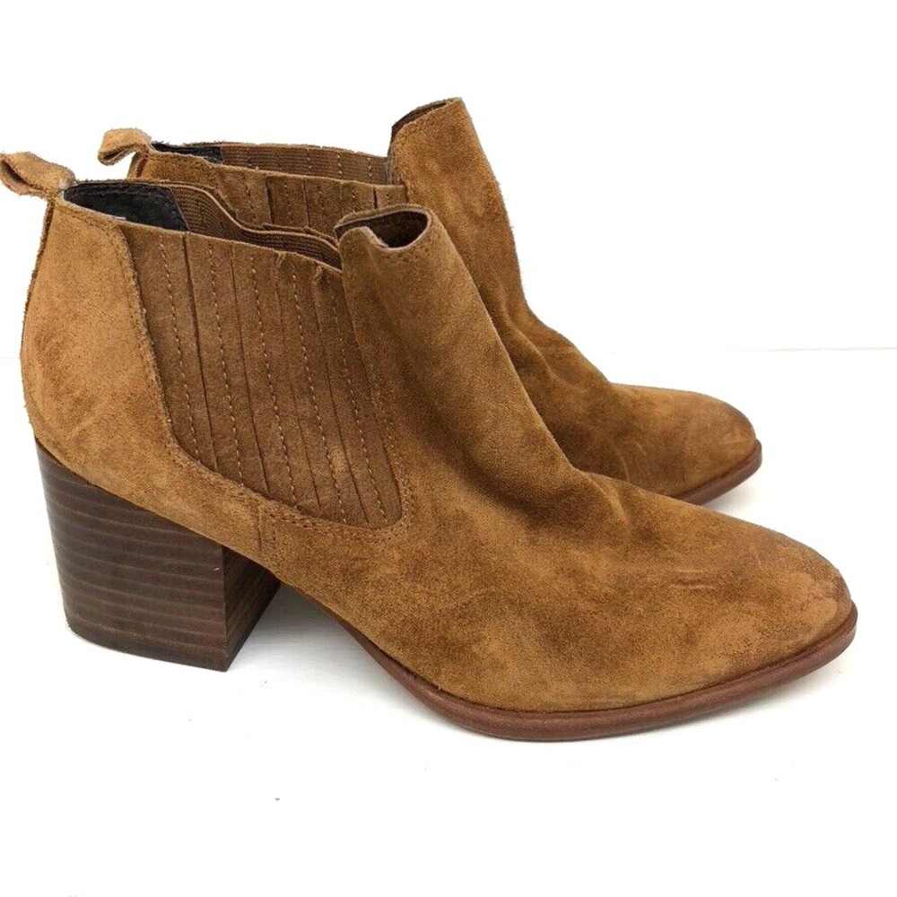 Isola Olicia Ankle Boots Leather Beige Pull On Almond Toe Womens 8.5